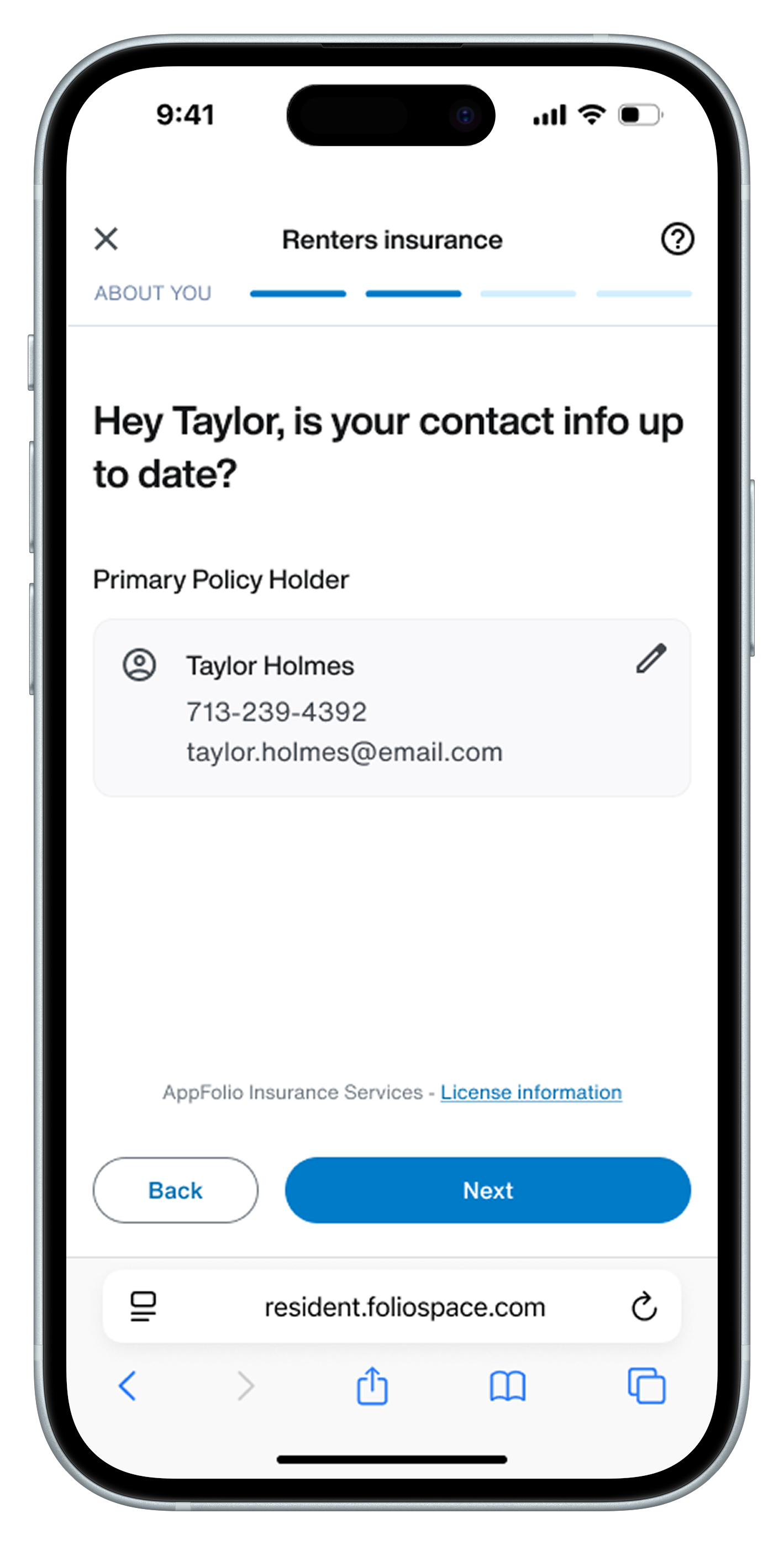 Redesigned Material 3 policy holder screen