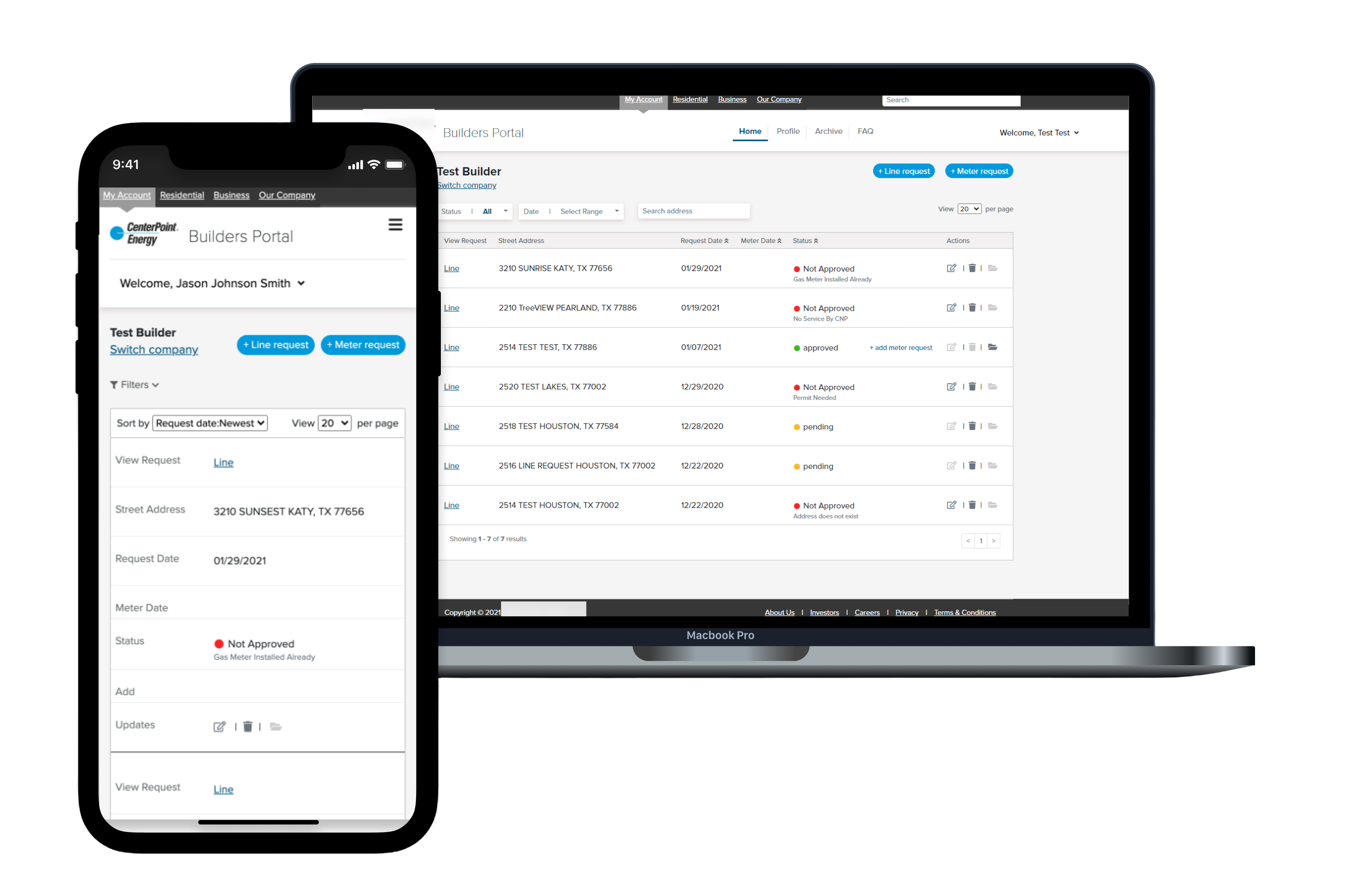 Screenshot of Desktop and Mobile view of work order table
