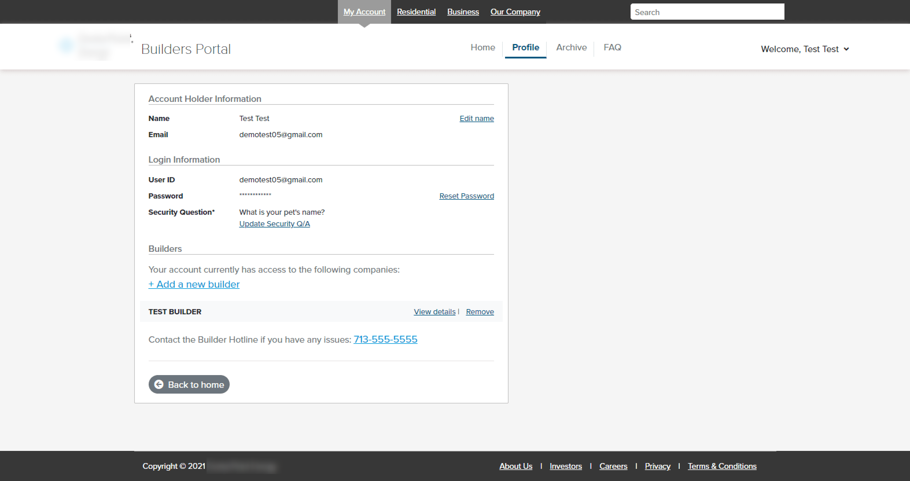 Screenshot of user profile.