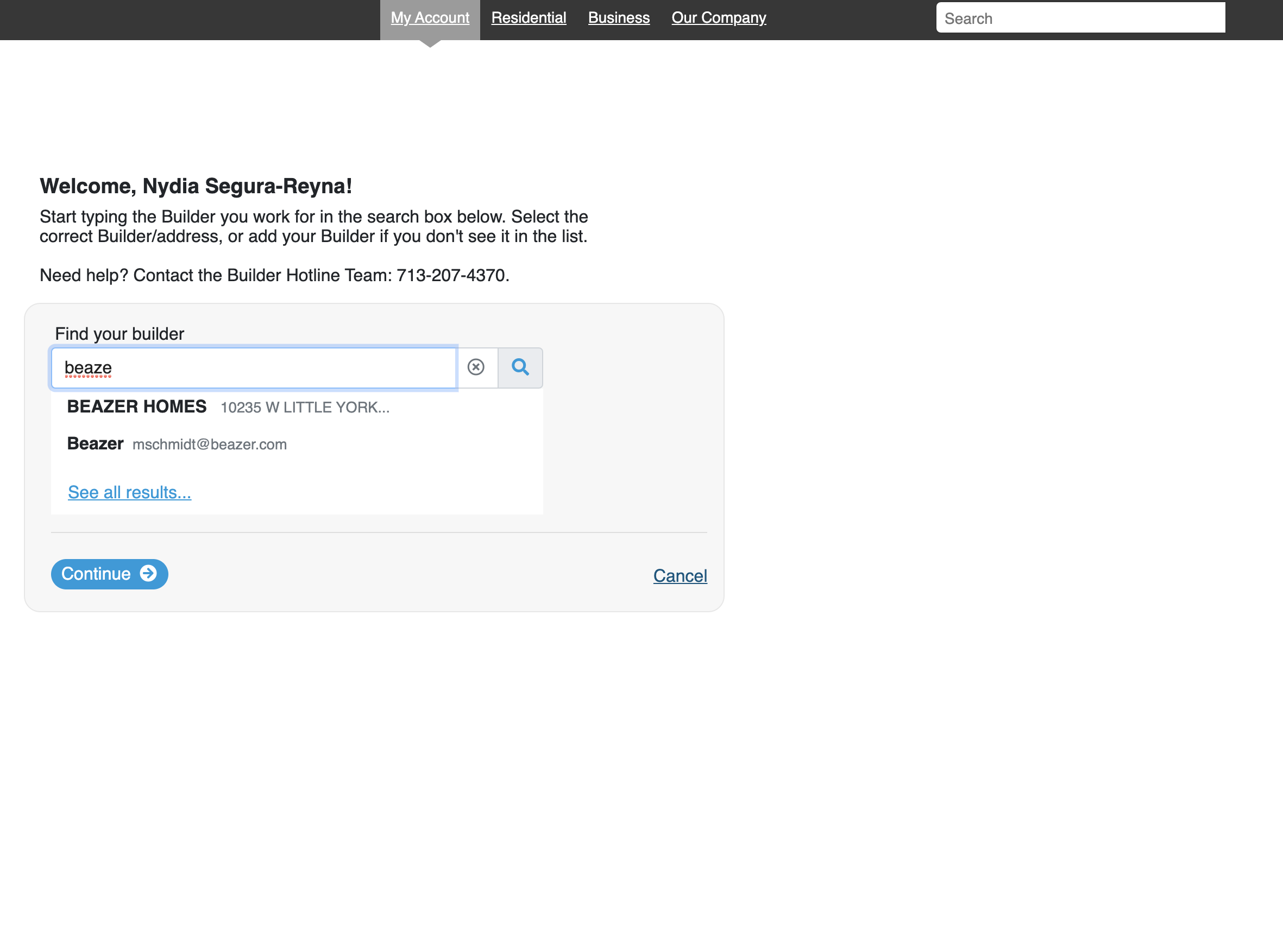 Picture of registration step 1