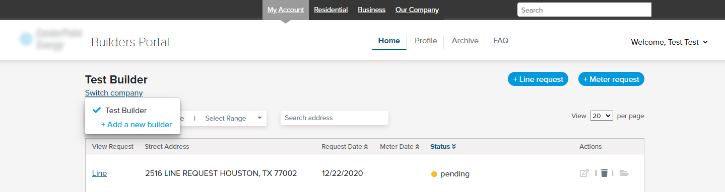 Screenshot of header with switch builder button