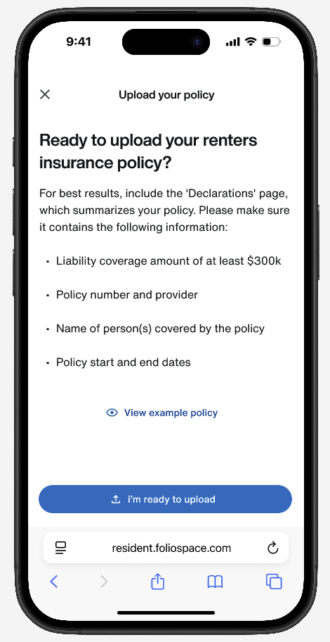 Insurance upload screens